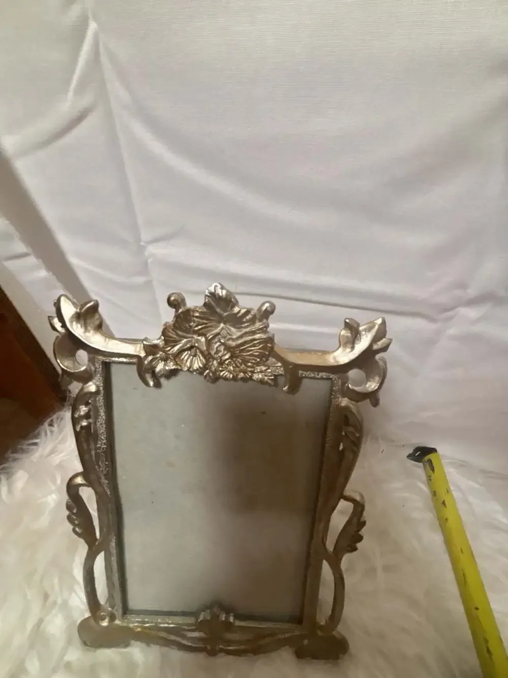 Vintage Art Nouveau Style Ornate Silver Tone Metal Picture Frame
